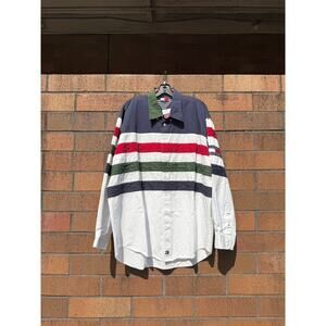 Y2K Tommy Hilfiger Vintage Big Flag All Over Print Long Sleeve Button Up Shirt